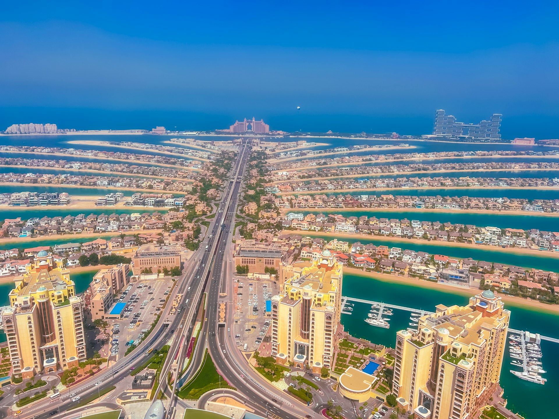 an aerial view of Palm Jumeirah Dubai