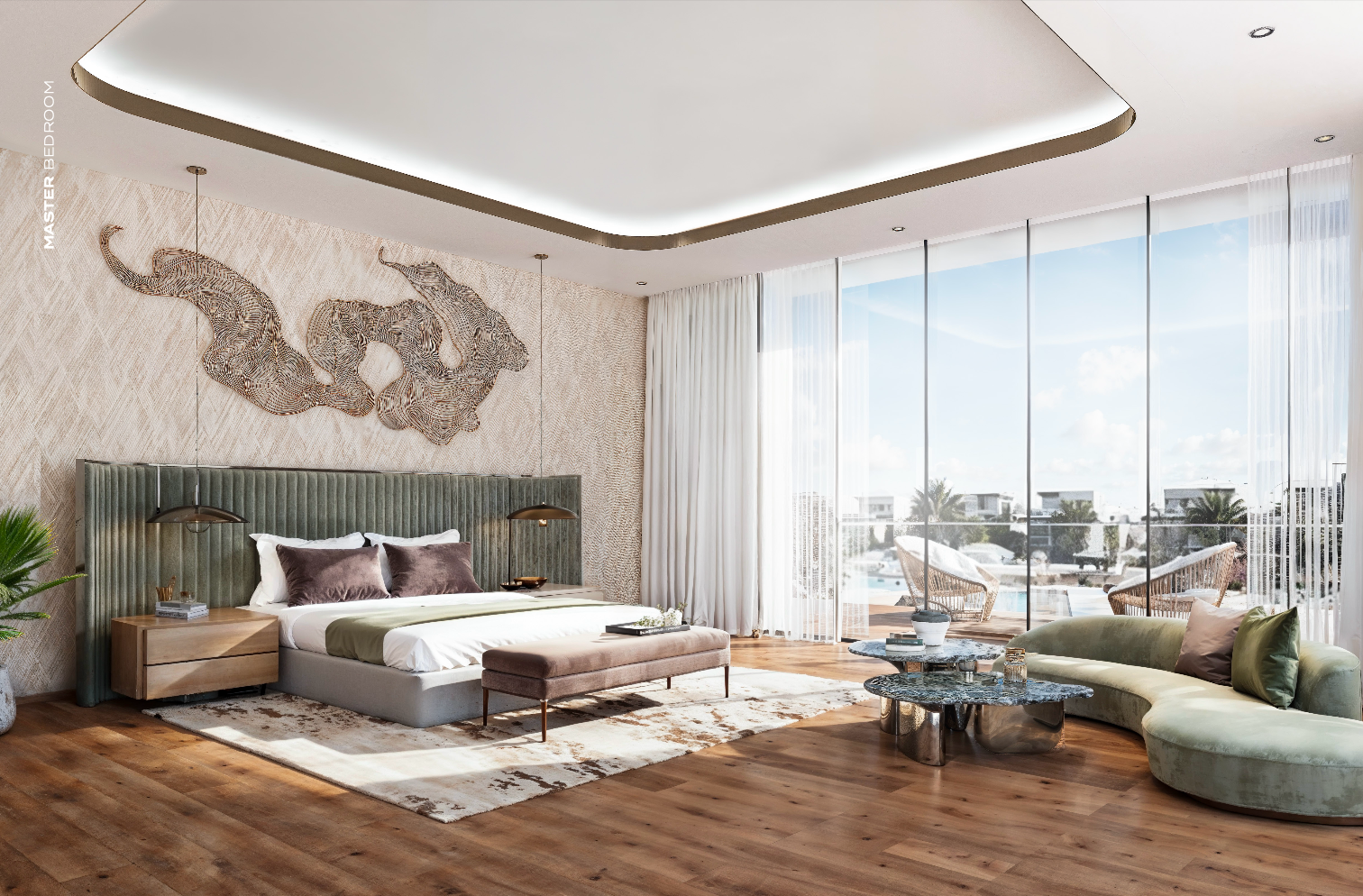 Master bedroom in Damac Islands 2 townhouse